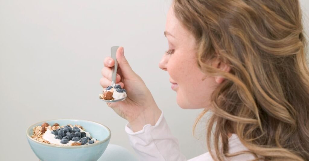 eating blueberries