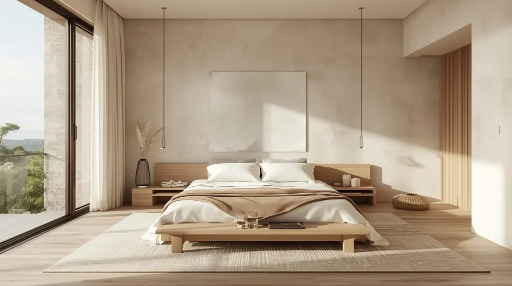 zen bedroom with natural colors