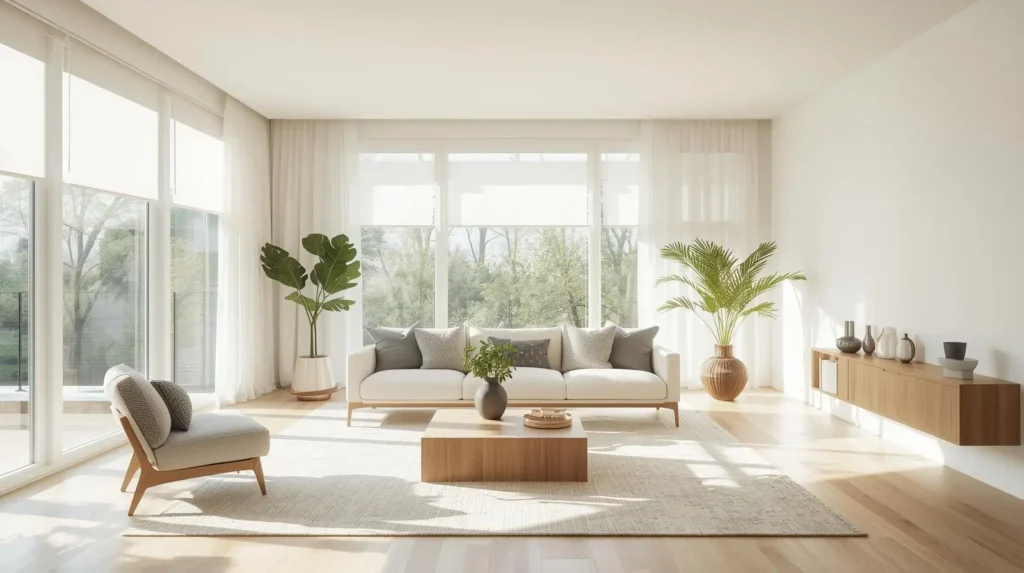 living room with Natural Light Maximization